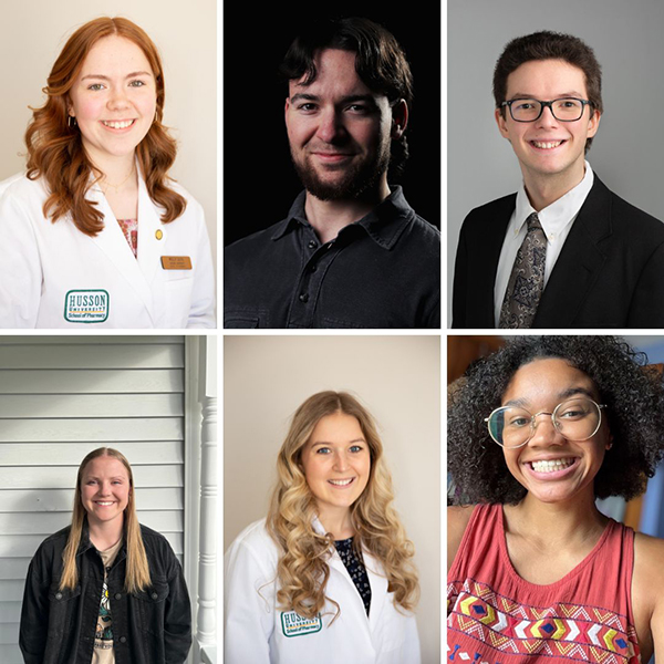 This image is a composite that combines headshots of six Husson students from the Class of 2024.