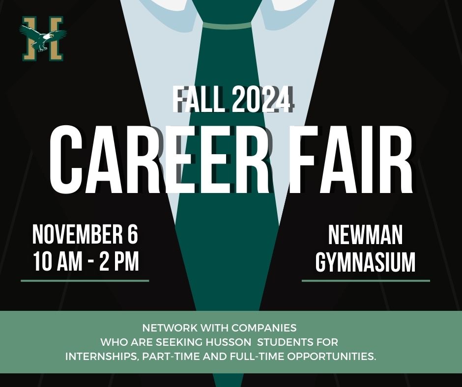 A graphic advertising the Career Fair is shown.