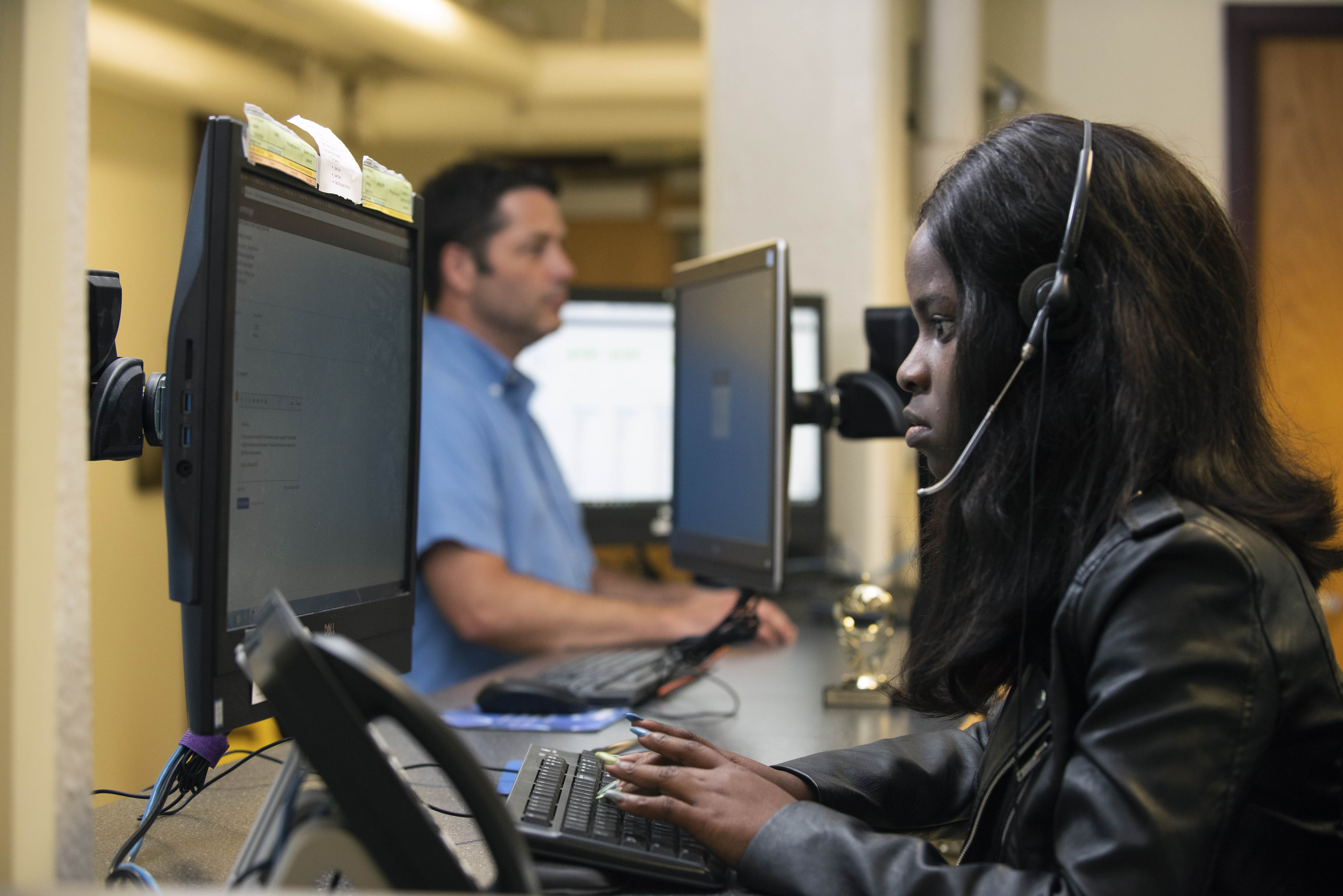 Woman using a computer